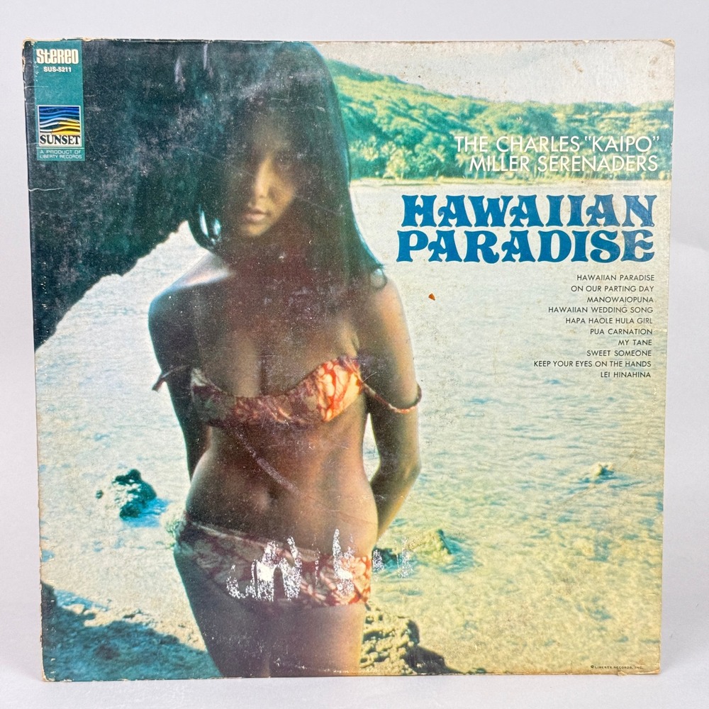 Sunset Hawaiian Paradise Vinyl LP Charles Kaipo Miller Serenaders Good Stereo - Picture 1 of 7